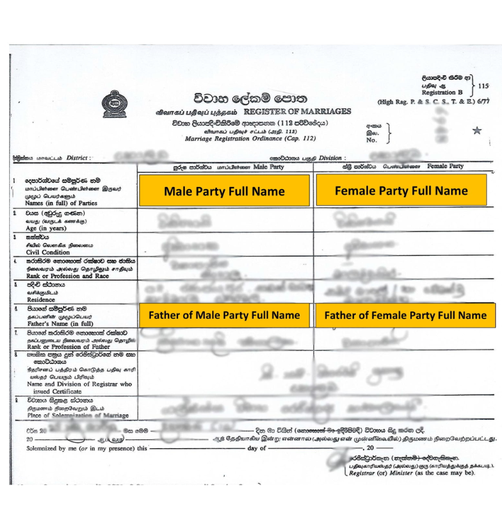 Sample Marriage Certificate